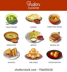 Indian cuisine food traditional dishes.