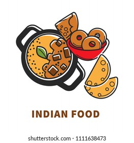 Indian Cuisine Food Traditional Vector Dishes Stock Vector (Royalty ...