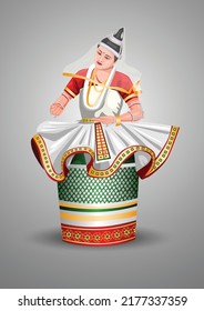 Espectáculo de baile clásico de la cultura india Manipuri. diseño de ilustración vectorial