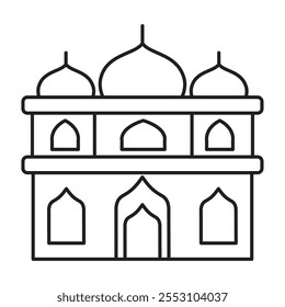 índio cultura gurdwara ícone linear isolado