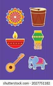 Indian culture icon set design