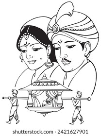 Indian Culture Marriage Icon Black and White Vector Design