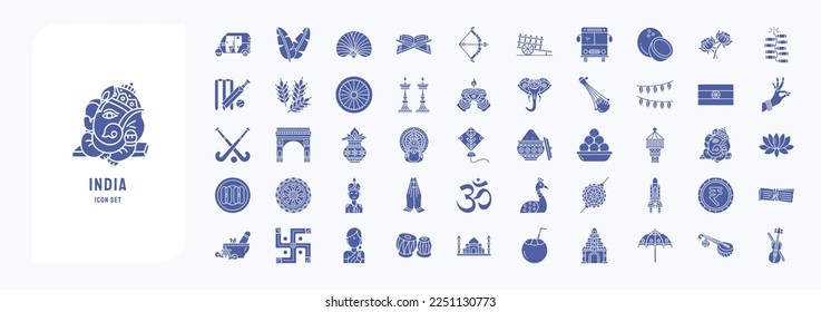 Indian culture and tradition, including icons like Banana Leaf, Coconut, Hokey, Elephant and more