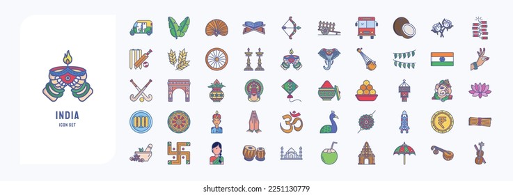 Indian culture and tradition, including icons like Banana Leaf, Coconut, Hokey, Elephant and more