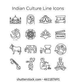 Indian Culture Vector Line Icons