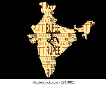 Indian currency with map of India