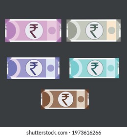 Indian Currency Note. 10, 50, 100, 500, 2000, currency note. Vector illustration