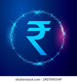 indian currency, rupee with circular light effect