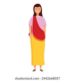 Indian cute girl icon cartoon vector. Smile indian celebration. Priest festival