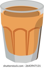 Indian Cutting Chai Tea Cup Illustration - Traditional Transparent Glass Vector for Beverage Branding, Editorial and Cultural Use