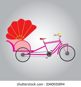 Indian Cycle Rickshaw or pedal rickshaw vector Illustration file for posters, card and artwork.