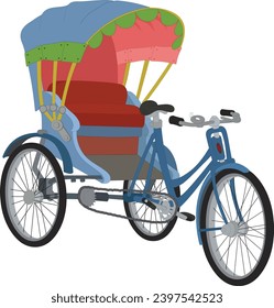 Rickshaw_ de ciclo indio ilustraciones de vector coloridas en fondo blanco