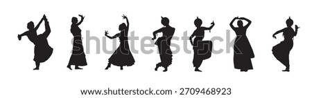 indian dance silhouette vector illustration