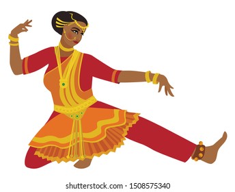 Indian dancer. Cartoon vector isolated character