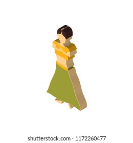 Indian dancer girl isometric left top view 3D icon