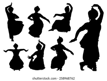 Indian dancers silhouettes