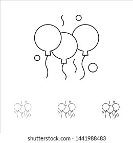 Indian, Day, Balloon, India Bold and thin black line icon set