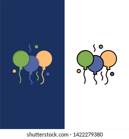 Indian, Day, Balloon, India  Icons. Flat and Line Filled Icon Set Vector Blue Background