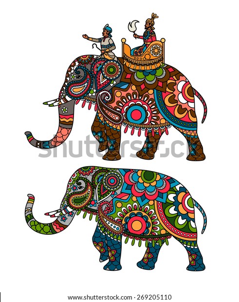 乗り手マハラジャを持つインドの象 ベクターイラスト のベクター画像素材 ロイヤリティフリー