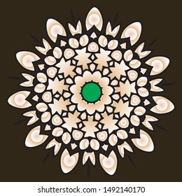 Indian decorative and colorful golden abstract mandala vector, a mix of geometrical art and repeated pattern, round circles, perfect for coloring pages, phone cover, greeting cards and henna tattoo