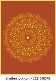 Indian decorative colorful golden abstract mandala vector art, repeated pattern, perfect for coloring pages, phone cover, greeting, poster card, henna tattoo and christmas holiday, wedding celebration