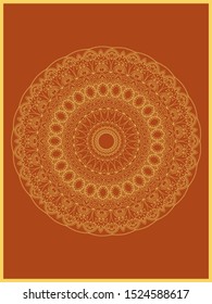 Indian decorative colorful golden abstract mandala vector art, repeated pattern, perfect for coloring pages, phone cover, greeting, poster card, henna tattoo and christmas holiday, wedding celebration