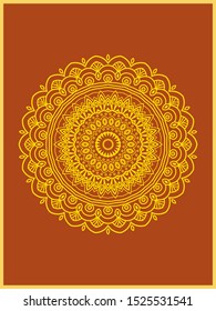 Indian decorative colorful golden abstract mandala vector art, repeated pattern, perfect for coloring pages, phone cover, greeting, poster card, henna tattoo and christmas holiday, wedding celebration