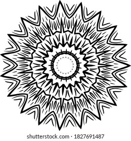 Indian decorative mandala. Black and white texture. Abstract pattern for tattoo and any kind of prints fabric design. Vector illustration