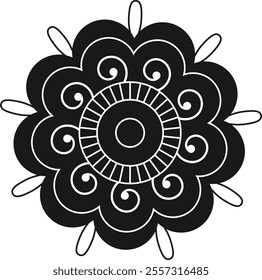 Indian decorative ornament element. Line ornament for textile, tattoo, coloring books, pattern. Vector illustration
