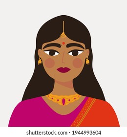 Indian desi girls in traditional clothes with traditional gold earrings