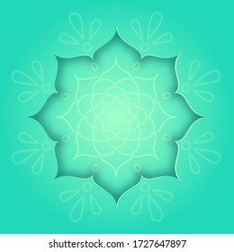 Indian design card with green rangoli and mandala pattern concept