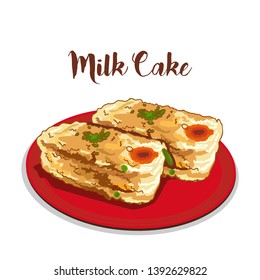 indian dessert or sweets milk cake or kalakand vector illustration 