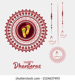 
Indian Dhanteras Diwali Festival Celebration Background. Happy Dhanteras Innovative Abstract, Banner Or Poster