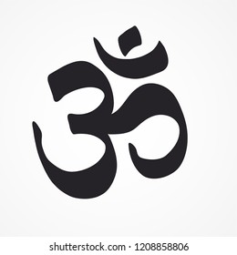 Indian Dharmic religion OM sacred sound symbol. Vector illustration.