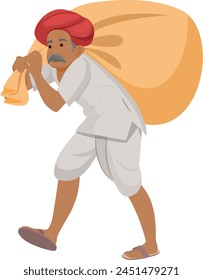 Indian Dhobi Carrying Bags Of Clothes, Indian Washerman