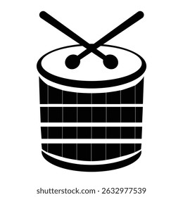Indian dhol drum silhouette isolated on white background	