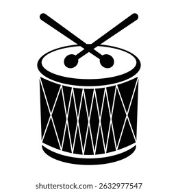 Indian dhol drum silhouette isolated on white background	