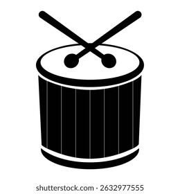 Indian dhol drum silhouette isolated on white background	