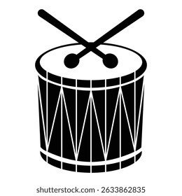 Indian dhol drum silhouette isolated on white background	
