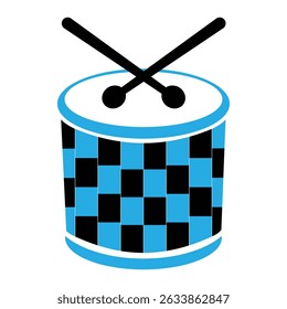 Indian dhol drum silhouette isolated on white background	