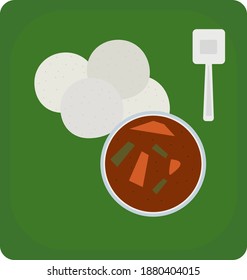 Plato indio, ilustración, vector sobre fondo blanco.