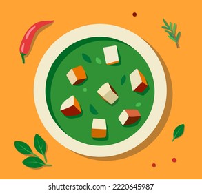 Plato indio Palak Paneer en vector