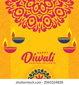 indian diwali festival background with mandala decoration