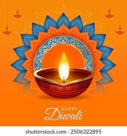 Indian Diwali festival poster design template. Greeting card for Diwali festival, flyer, greetings, invitation card