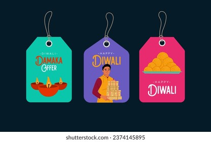 Indian Diwali festival product tag traditional vector art design template  