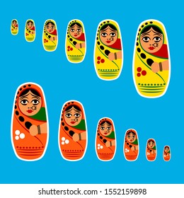 Indian doll matrioshka, vector art illustration