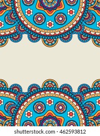 Indian doodle floral borders frame. Vector illustration
