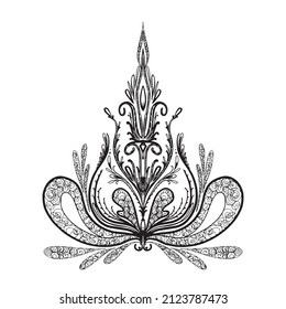 patrón indio de doodle para tatuaje indio mehendi henna, vector