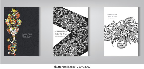 Indian doodles. Vector illustration for banners invitation poster and website. -stock vector