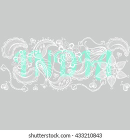 Indian doodles. Vector illustration concepts of word India. Henna Flowers Mehndi Design Vector Element with Text Place for invitations and cards
